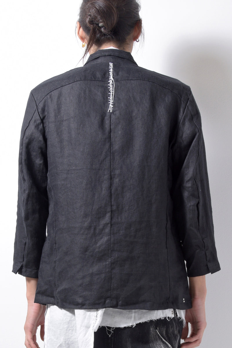 2201-JK04A Back Stitch Cropped Sleeve JKT Black