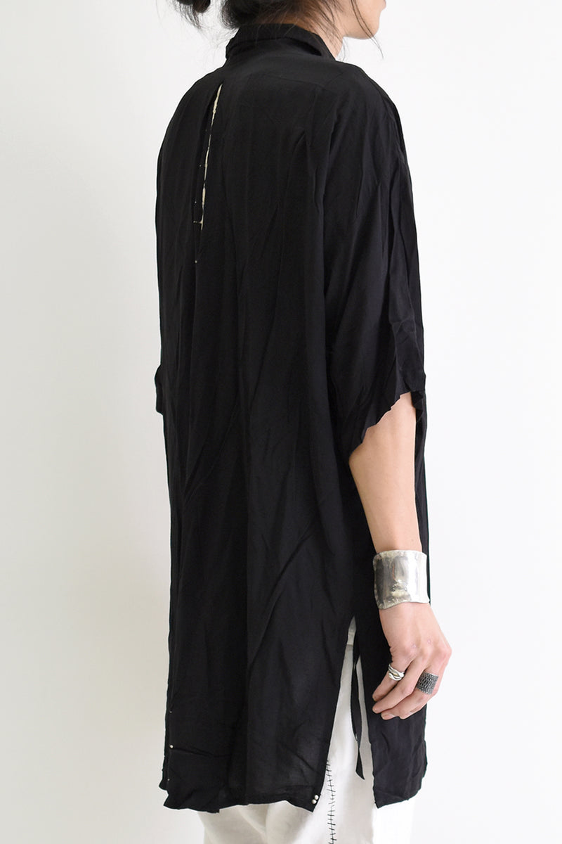 1901-SH03B Tesla Rayon Lazy Shirt Black