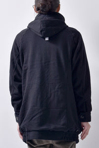 2102-JK03C Hooded Fleece Coat Black