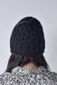 2002-KT05 Cable Mohair Beanie 02 Black