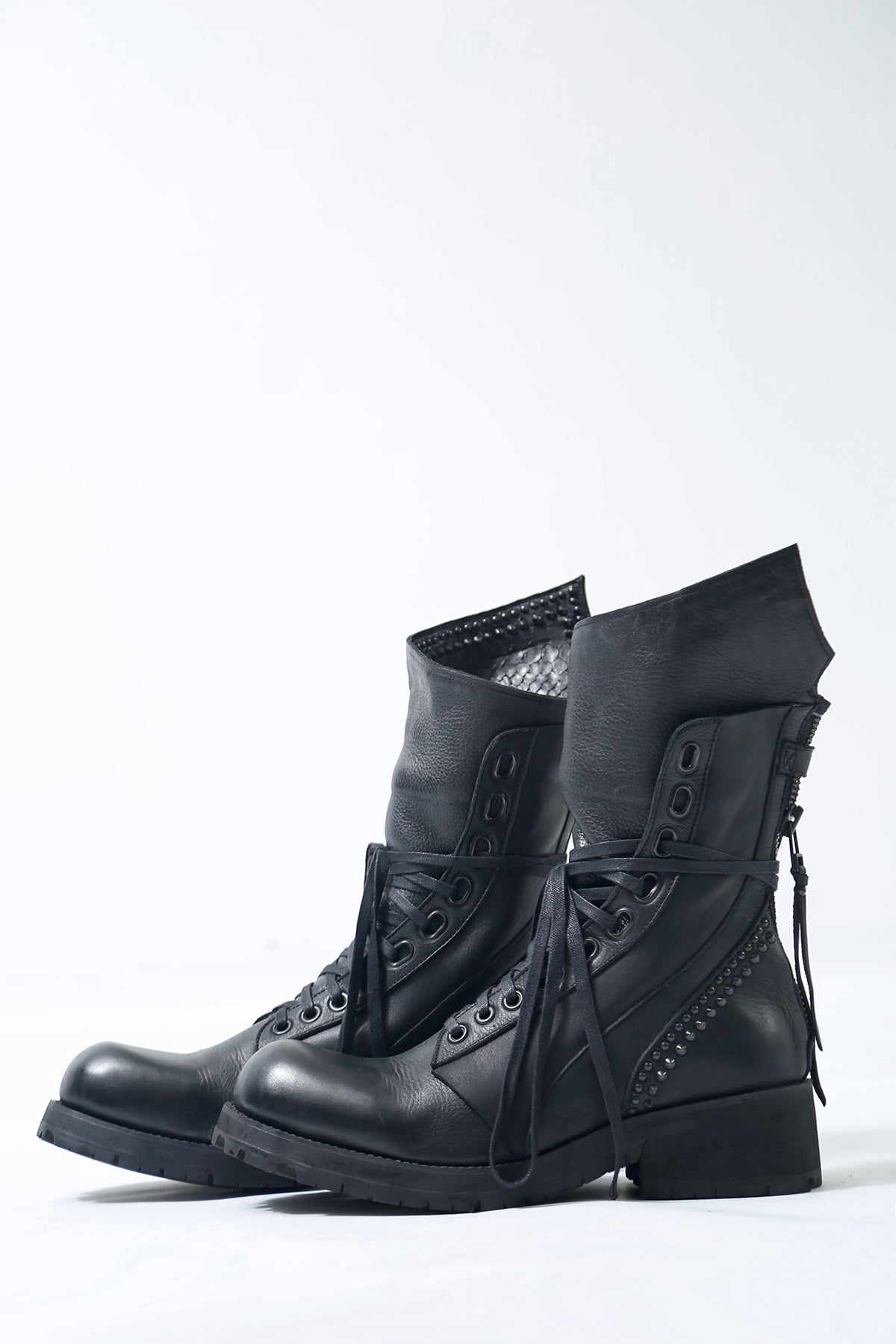 靴 Kmrii Crush Chrome Boots 03 KMRii ケムリ Crush Chrome Boots 03 クラッシュ クロム ブーツ レザー