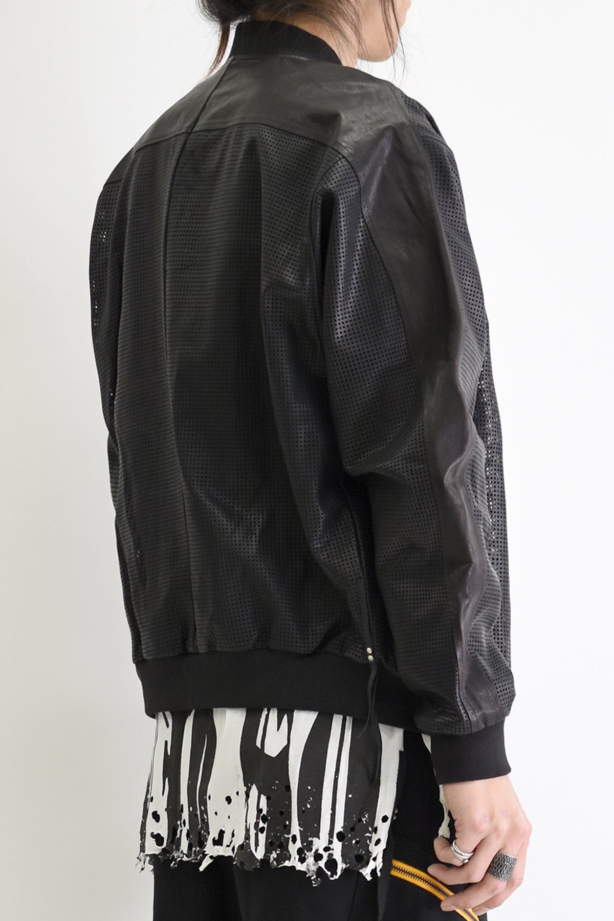 1901-JK05 Mesh Leather MA-1 Black