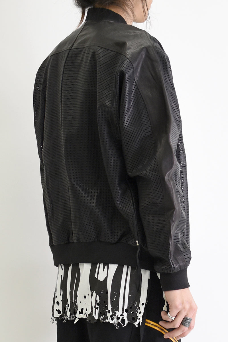 1901-JK05 Mesh Leather MA-1 Black