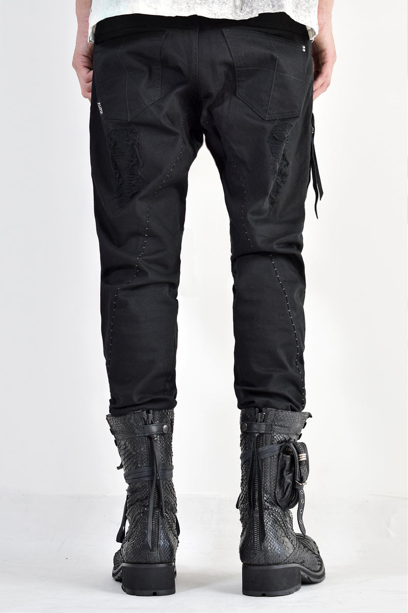 1702-PT02A Crush Skinny Twill Pants 07A Black