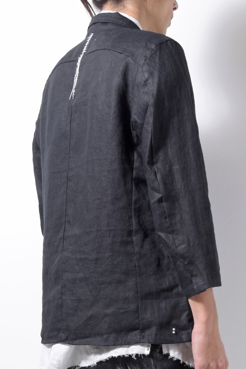 2201-JK04A Back Stitch Cropped Sleeve JKT Black