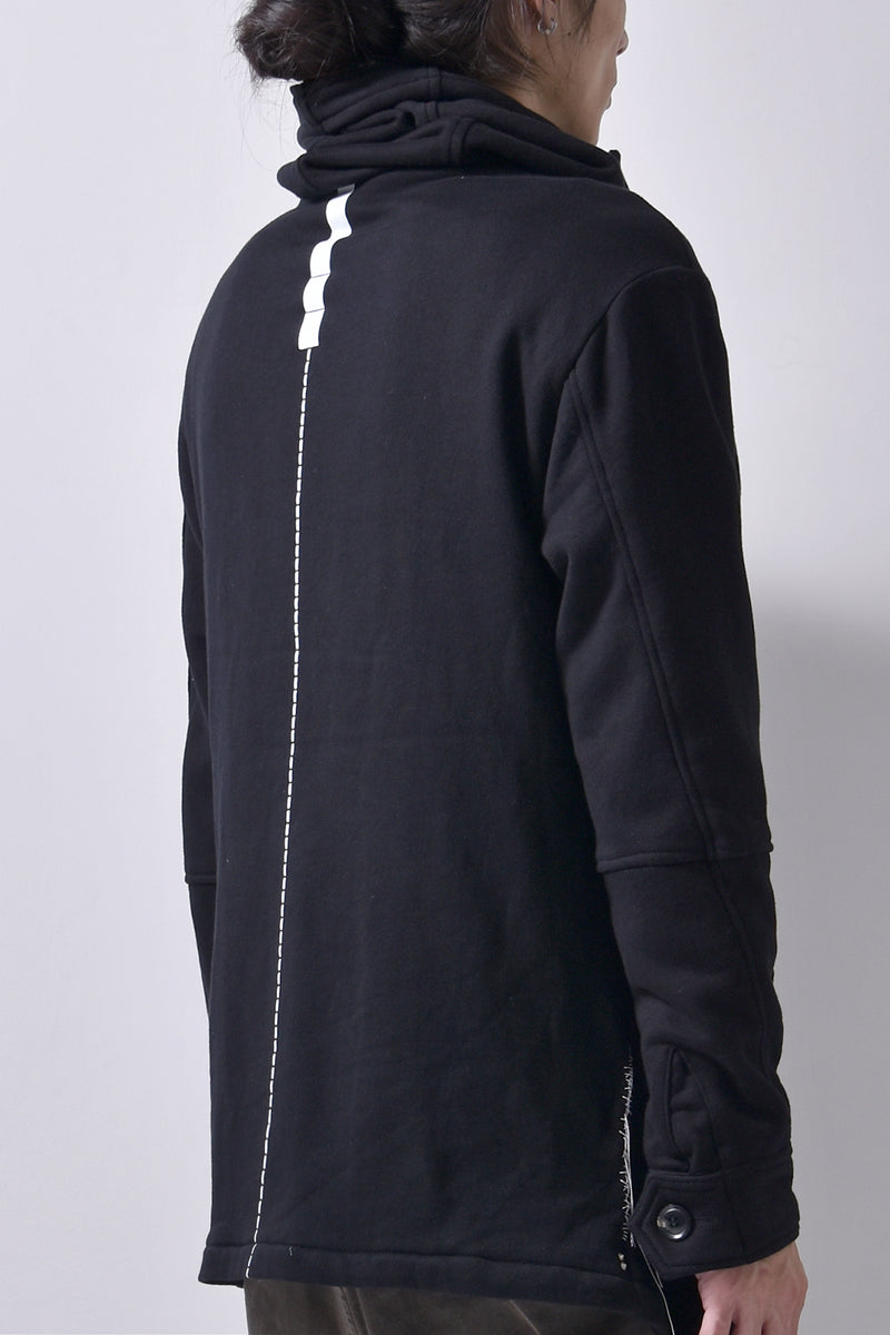 2102-JK04 Hooded Over Fleece Coat Black