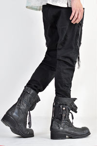 1702-PT02A Crush Skinny Twill Pants 07A Black