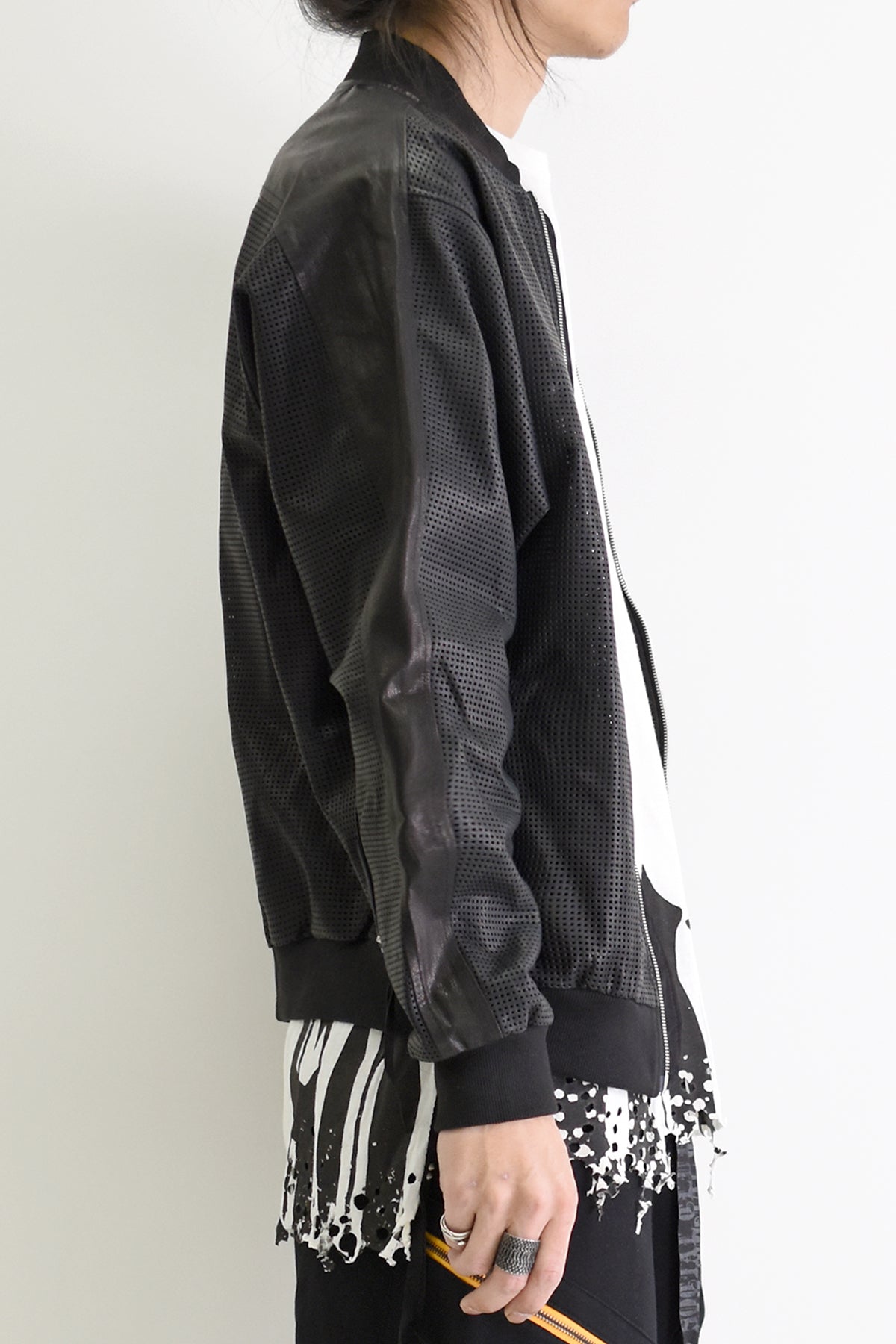 1901-JK05 Mesh Leather MA-1 Black