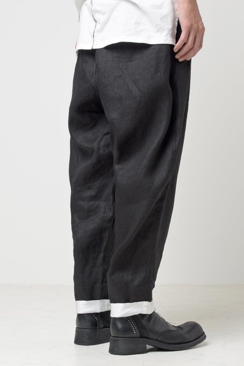 2301-PT04 Linen Lazy Layered Pants Black
