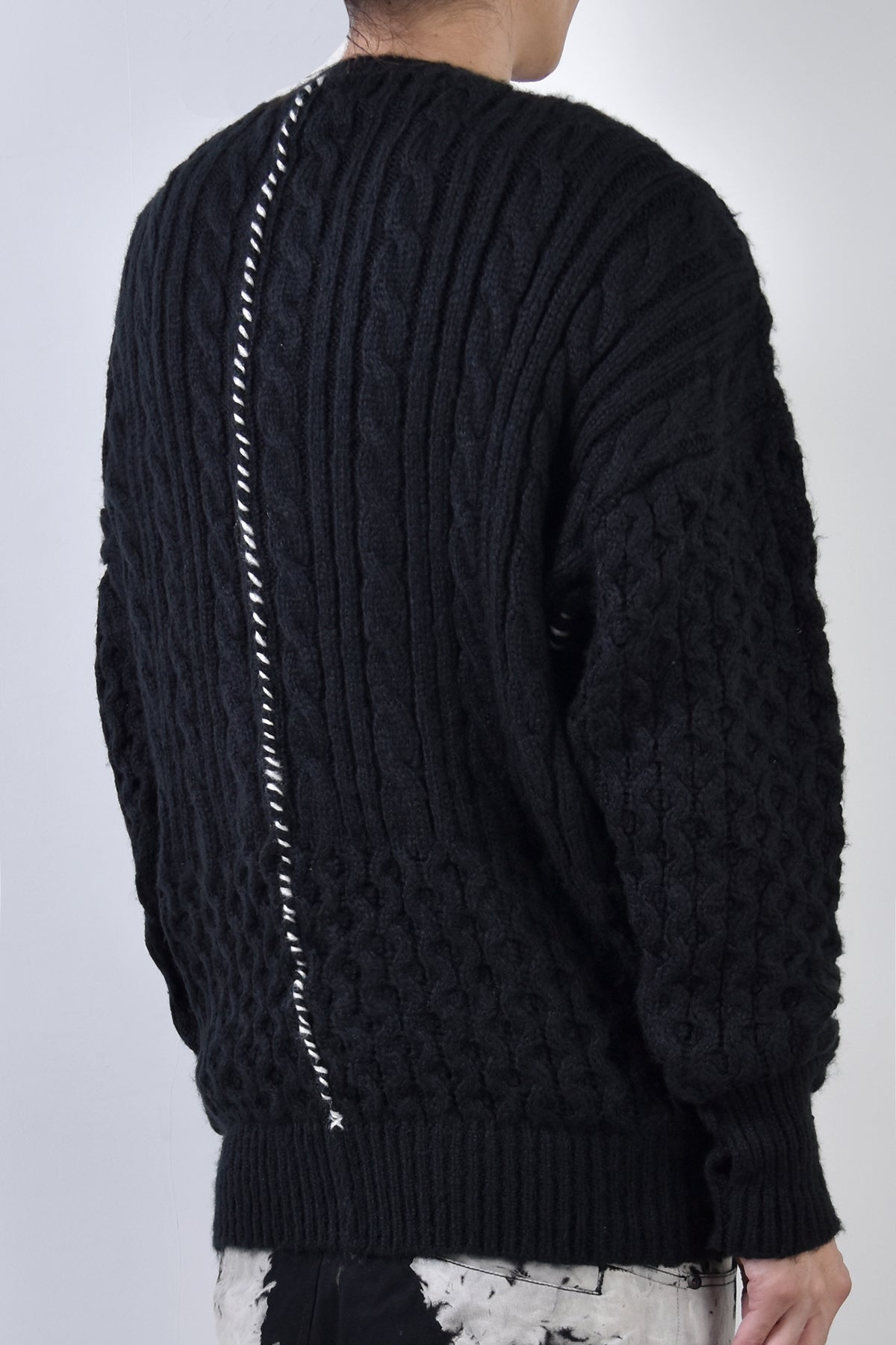 2002-KT01 Cable Combi Mohair Pullover Black