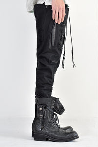 1702-PT02A Crush Skinny Twill Pants 07A Black