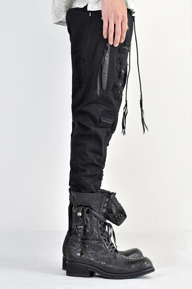 1702-PT02A Crush Skinny Twill Pants 07A Black