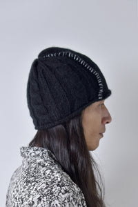 2002-KT04 Cable Mohair Beanie 01 Black