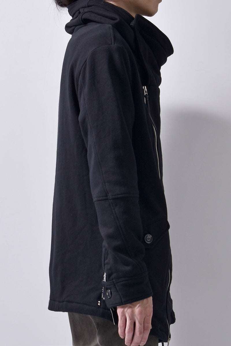 2102-JK04 Hooded Over Fleece Coat Black