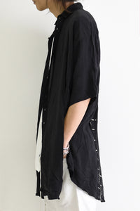 1901-SH03B Tesla Rayon Lazy Shirt Black