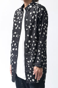 1902-SH01 Polka Dot Long Shirt Black