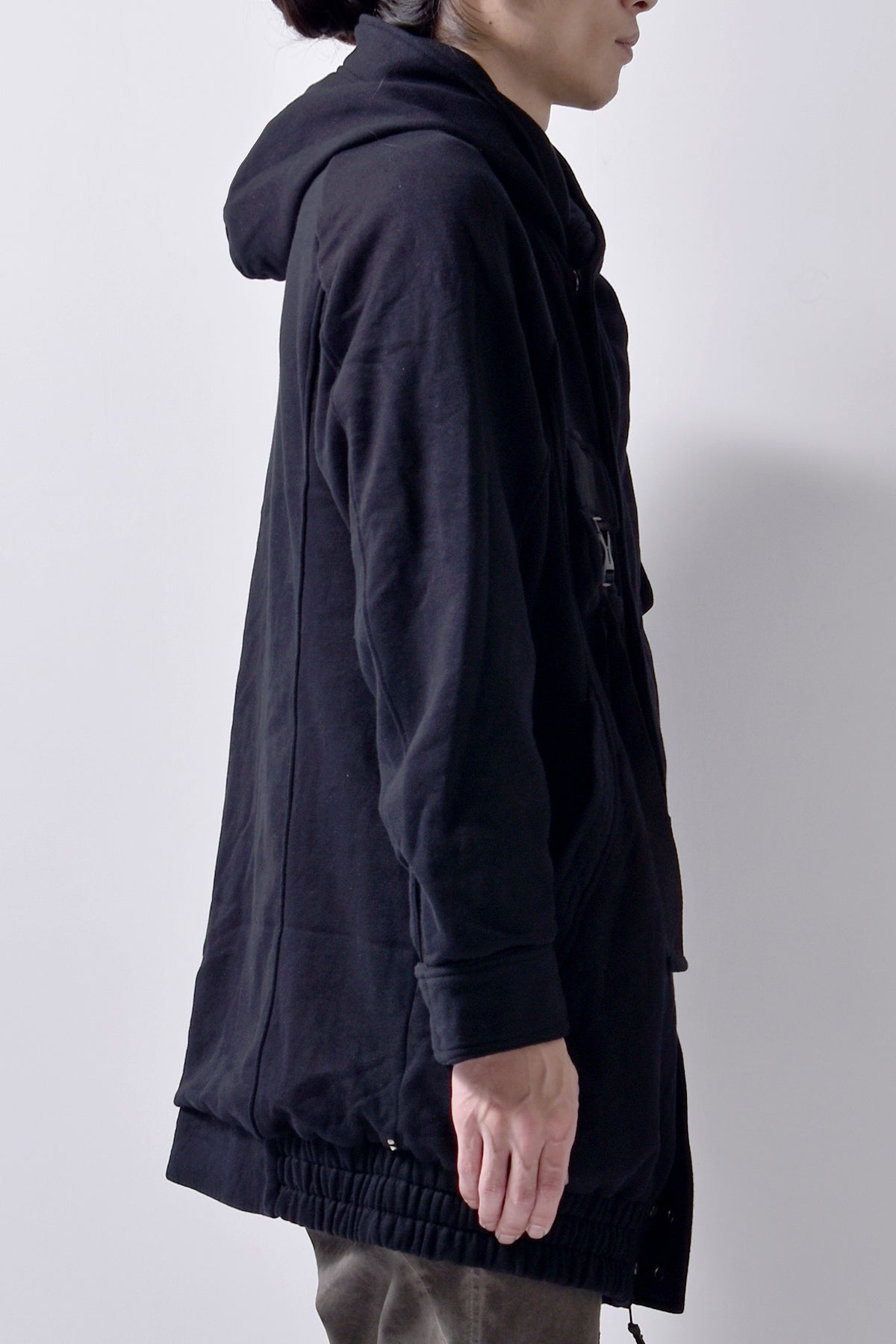 2102-JK03C Hooded Fleece Coat Black