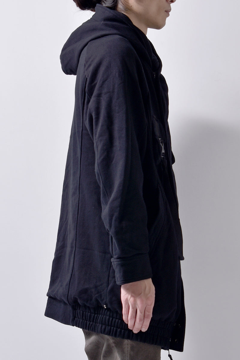 2102-JK03C Hooded Fleece Coat Black